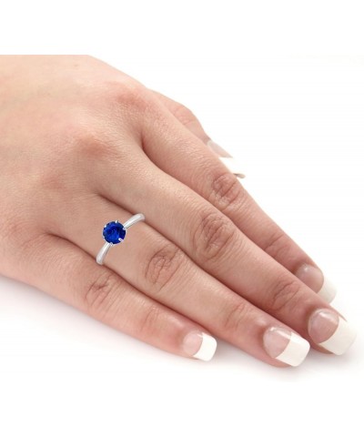 14K White Gold Round Blue Sapphire Gemstone Engagement Ring (1/4-1cttw) 6-Prong Set Size 4-9 0.75 carats $159.30 Rings