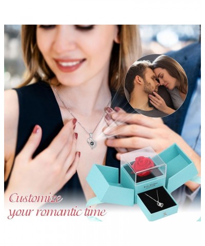 Custom Picture Necklaces with Rose Gift Box for Her, Personalized Necklace Pendant with Photo Inside for Girlfriend Mom Wife ...