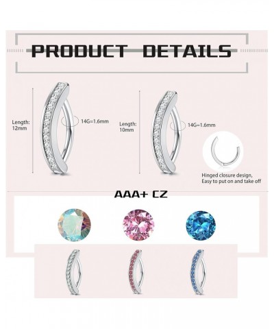 4-6Pcs 14G Clicker Belly Button Ring for Women Hypoallergenic CZ Belly Barbell Piercing Simulated Diamonds Rivet Reverse Curv...