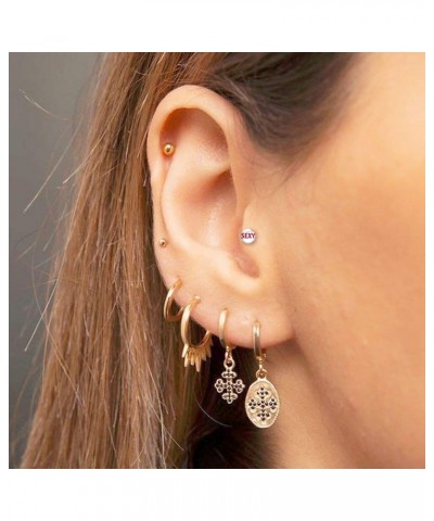 Clear PTFE Flexi Tragus Labret Chin Piercing 16g with a 3mm Flat Silver Tops LOGO: FUCK ME $8.67 Body Jewelry