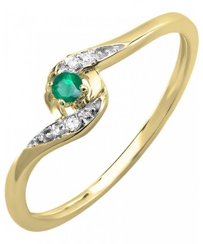 10K Gold Round White Diamond & Emerald Ladies Bridal Engagement Ring 1/10 CT Yellow Gold $82.61 Rings