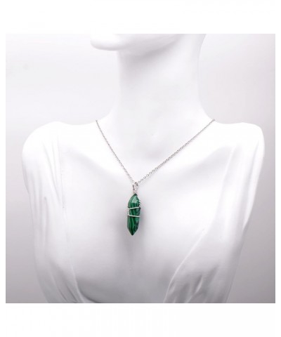 Hand Wired Created Opal Crystal Point Healing Chakra Pendant Necklace Malachite $7.50 Necklaces