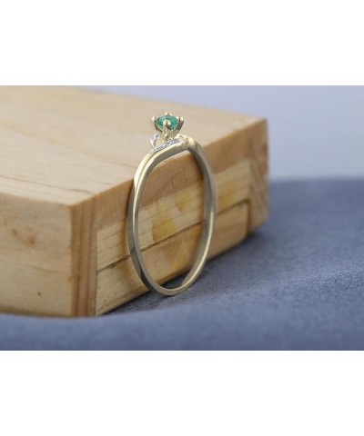 10K Gold Round White Diamond & Emerald Ladies Bridal Engagement Ring 1/10 CT Yellow Gold $82.61 Rings