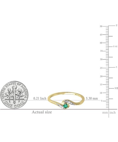 10K Gold Round White Diamond & Emerald Ladies Bridal Engagement Ring 1/10 CT Yellow Gold $82.61 Rings