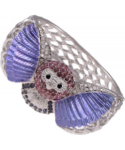 Lavender Purple Painted Multicolored Rhinestones Wise Owl Bird Bangle Cuff Bracelet Lavendar $12.18 Bracelets