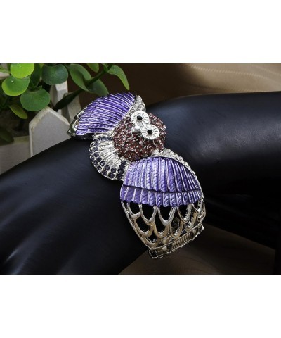 Lavender Purple Painted Multicolored Rhinestones Wise Owl Bird Bangle Cuff Bracelet Lavendar $12.18 Bracelets