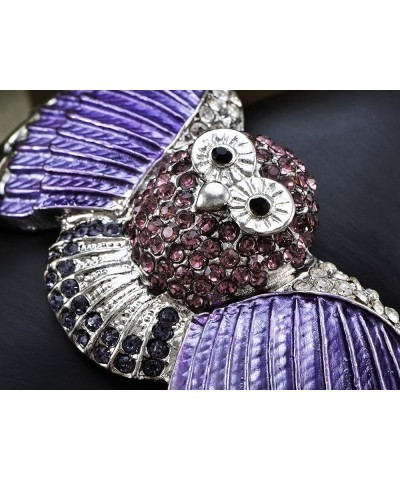 Lavender Purple Painted Multicolored Rhinestones Wise Owl Bird Bangle Cuff Bracelet Lavendar $12.18 Bracelets