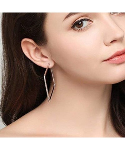 Stainless Steel Simple Geometric Big Hoop Earring For Women Girls… Rhombus-GD $7.44 Earrings