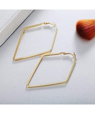 Stainless Steel Simple Geometric Big Hoop Earring For Women Girls… Rhombus-GD $7.44 Earrings