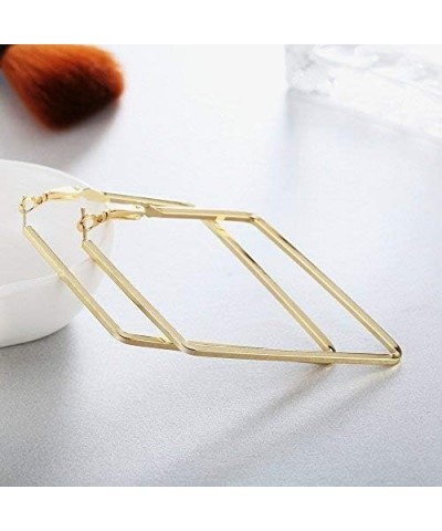 Stainless Steel Simple Geometric Big Hoop Earring For Women Girls… Rhombus-GD $7.44 Earrings