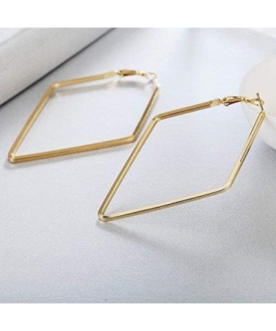 Stainless Steel Simple Geometric Big Hoop Earring For Women Girls… Rhombus-GD $7.44 Earrings