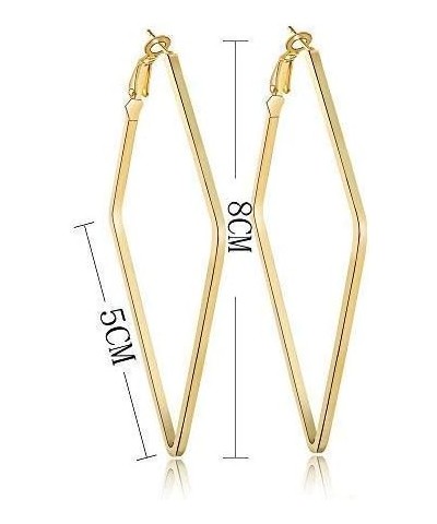 Stainless Steel Simple Geometric Big Hoop Earring For Women Girls… Rhombus-GD $7.44 Earrings