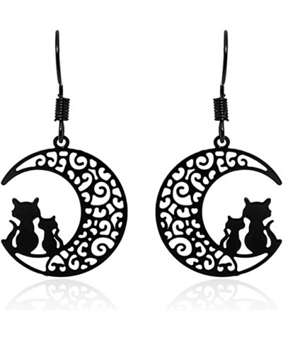 Cat on Moon Fashion Black Earrings Cute Anime Cartoon Sailor Moon Animal Cat Moon Earrings Gift for Girls Women Jewelry cat $...