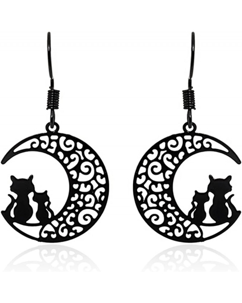 Cat on Moon Fashion Black Earrings Cute Anime Cartoon Sailor Moon Animal Cat Moon Earrings Gift for Girls Women Jewelry cat $...