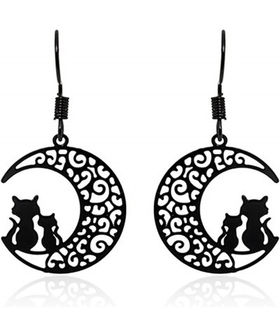 Cat on Moon Fashion Black Earrings Cute Anime Cartoon Sailor Moon Animal Cat Moon Earrings Gift for Girls Women Jewelry cat $...