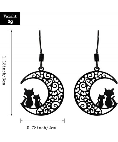 Cat on Moon Fashion Black Earrings Cute Anime Cartoon Sailor Moon Animal Cat Moon Earrings Gift for Girls Women Jewelry cat $...