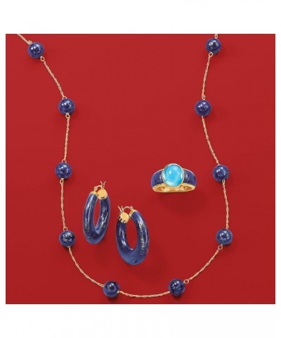 8mm Gemstone Bead Station Necklace in 14kt Yellow Gold Lapis 18.0 Inches $77.00 Necklaces