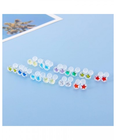 12 Pairs Plastic Earrings for Sensitive Ears, Plastic Post Stud Earrings, Star Heart Birthstone Cubic Zirconia CZ Stud Earrin...