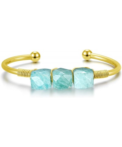 Healing Crystal Cuff Bangle Women Golden Natural Quartz Crystal Gemstone Bangle Bracelet for Christmas Gift amazonite $4.85 B...