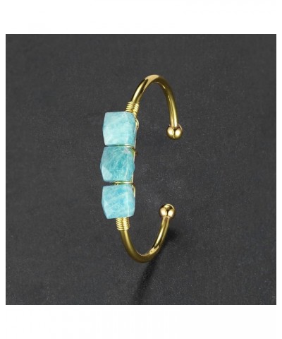 Healing Crystal Cuff Bangle Women Golden Natural Quartz Crystal Gemstone Bangle Bracelet for Christmas Gift amazonite $4.85 B...