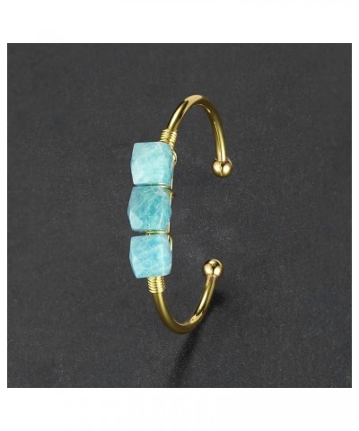 Healing Crystal Cuff Bangle Women Golden Natural Quartz Crystal Gemstone Bangle Bracelet for Christmas Gift amazonite $4.85 B...