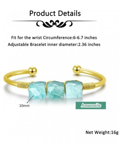 Healing Crystal Cuff Bangle Women Golden Natural Quartz Crystal Gemstone Bangle Bracelet for Christmas Gift amazonite $4.85 B...