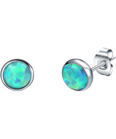 G23 Titanium Opal Stud Earrings for Women Hypoallergenic Round Birthstone Earrings for Girls Green Opal, 20G 11mm $9.17 Earrings