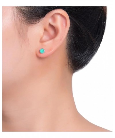 G23 Titanium Opal Stud Earrings for Women Hypoallergenic Round Birthstone Earrings for Girls Green Opal, 20G 11mm $9.17 Earrings