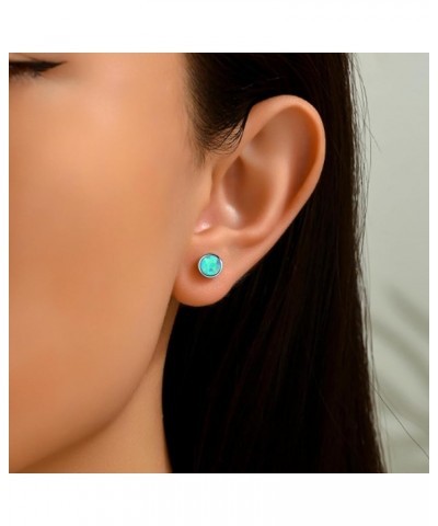 G23 Titanium Opal Stud Earrings for Women Hypoallergenic Round Birthstone Earrings for Girls Green Opal, 20G 11mm $9.17 Earrings