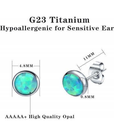 G23 Titanium Opal Stud Earrings for Women Hypoallergenic Round Birthstone Earrings for Girls Green Opal, 20G 11mm $9.17 Earrings