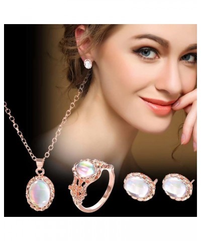 Rhinestones Jewelry Set for Women Crystal Diamond Stud Earrings 18K Rose Gold Plated Pendant Necklaces Water Drop Ring Cubic ...