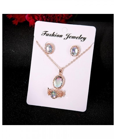 Rhinestones Jewelry Set for Women Crystal Diamond Stud Earrings 18K Rose Gold Plated Pendant Necklaces Water Drop Ring Cubic ...