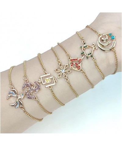 Genshin Impact Bracelet Rock Fire Wind Water Seven Elements Golden Metal Wrist Chain Charm Bracelet for Women Girls g $9.43 B...