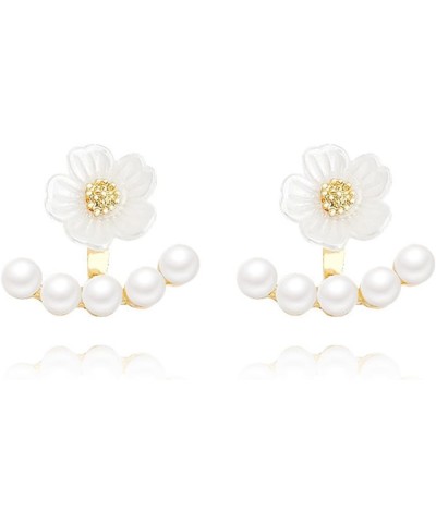 Cute Temperament Pearl Flower Floral Stud Earrings Jewelry Gift for Women Girls Wedding white $6.78 Earrings