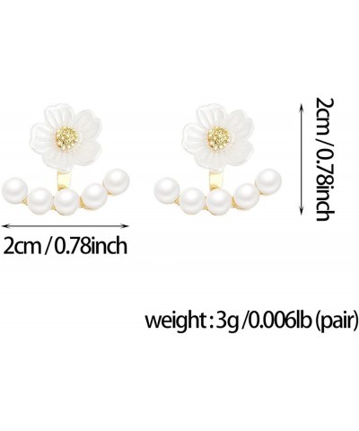 Cute Temperament Pearl Flower Floral Stud Earrings Jewelry Gift for Women Girls Wedding white $6.78 Earrings