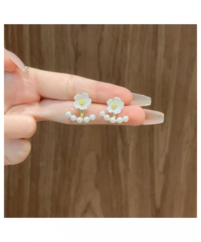 Cute Temperament Pearl Flower Floral Stud Earrings Jewelry Gift for Women Girls Wedding white $6.78 Earrings