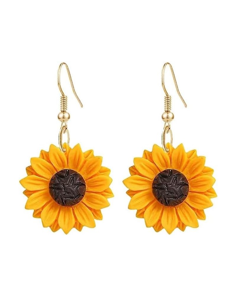 Fashion Sunflower Leaf Earrings for Women Fall Autumn Earrings Yellow Handmade Resin Sunflower Dangle Earrings Jewelry Valent...