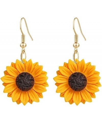 Fashion Sunflower Leaf Earrings for Women Fall Autumn Earrings Yellow Handmade Resin Sunflower Dangle Earrings Jewelry Valent...