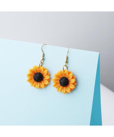 Fashion Sunflower Leaf Earrings for Women Fall Autumn Earrings Yellow Handmade Resin Sunflower Dangle Earrings Jewelry Valent...