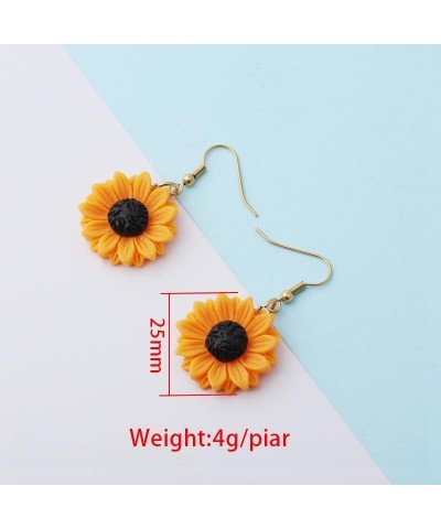 Fashion Sunflower Leaf Earrings for Women Fall Autumn Earrings Yellow Handmade Resin Sunflower Dangle Earrings Jewelry Valent...