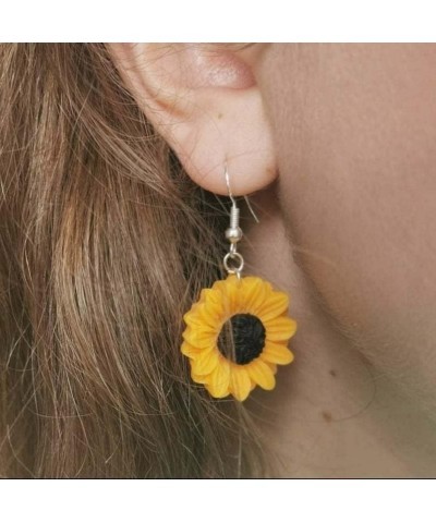 Fashion Sunflower Leaf Earrings for Women Fall Autumn Earrings Yellow Handmade Resin Sunflower Dangle Earrings Jewelry Valent...