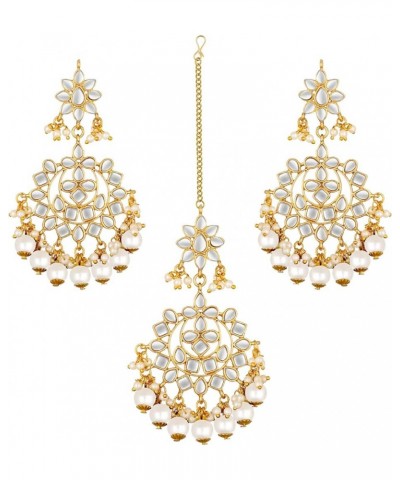 Earrings Maang Tikka Set Indian Fashion Jewelry For Women White 6 $15.19 Jewelry Sets