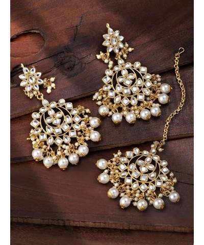 Earrings Maang Tikka Set Indian Fashion Jewelry For Women White 6 $15.19 Jewelry Sets