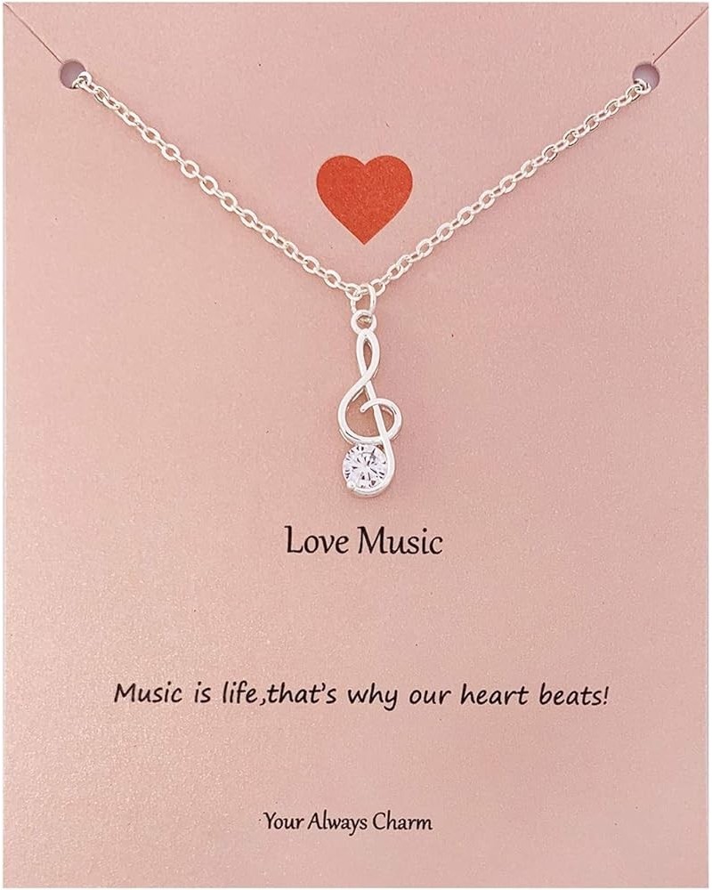 Music Lover Gifts,Treble Clef Music Note Necklace Music Festival Outfits Women Z5::silver $9.17 Necklaces