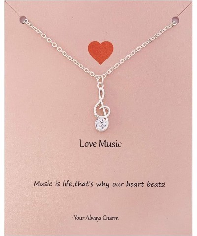 Music Lover Gifts,Treble Clef Music Note Necklace Music Festival Outfits Women Z5::silver $9.17 Necklaces