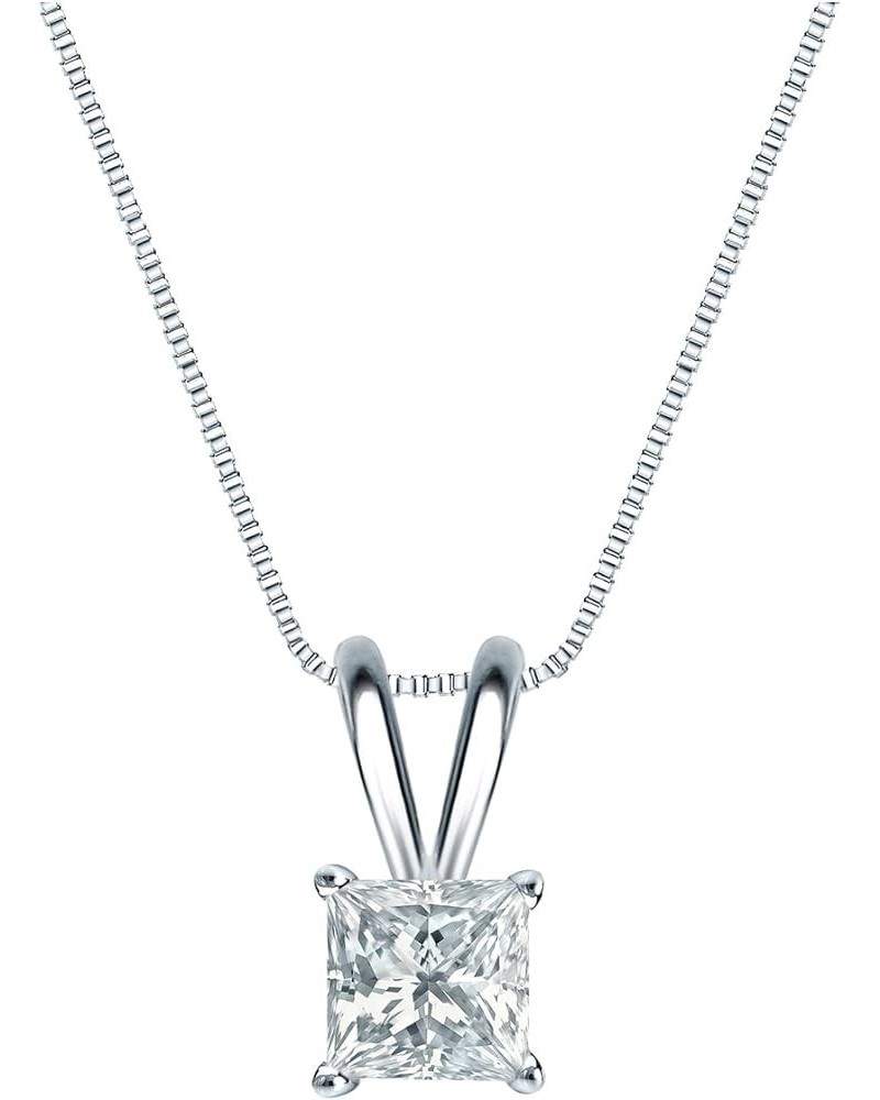 14k Gold 4-Prong Basket Princess-cut Diamond Solitaire Pendant (1/5-1 cttw, H-I, I1-I2) White Gold 0.38 carats $636.74 Necklaces