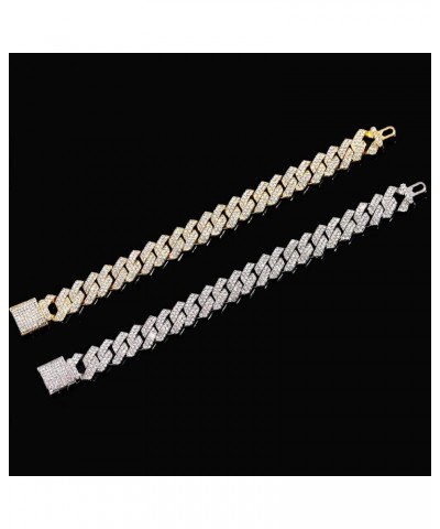 Miami Cuban Link Chain for Men 14mm Diamond Iced Out Cuban Link Chain Necklace Bracelet Hip Hop Jewelry Mens Women silver 9in...