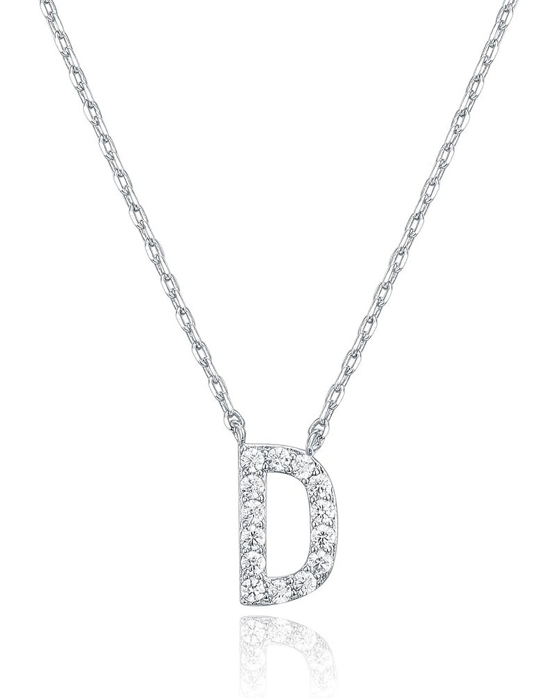 14K White Gold Plated Cubic Zirconia Initial Necklace | Letter Dainty Necklaces for Women D White Gold $10.04 Necklaces