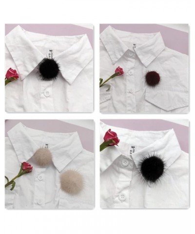 Cute Pom Poms Brooches Mink Fur Fluffy Brooches Pins Women Colorful Plush Lapel Pin for DIY Wedding Bag Shoes Grey $7.12 Others