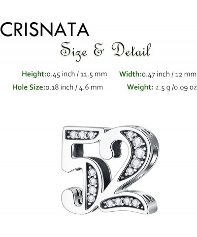 5,10 to 50 52 55 56 60 65 70 75 80 Birthday Charms fits European Anniversary Bracelets, 925 Sterling Silver Number Charms wit...